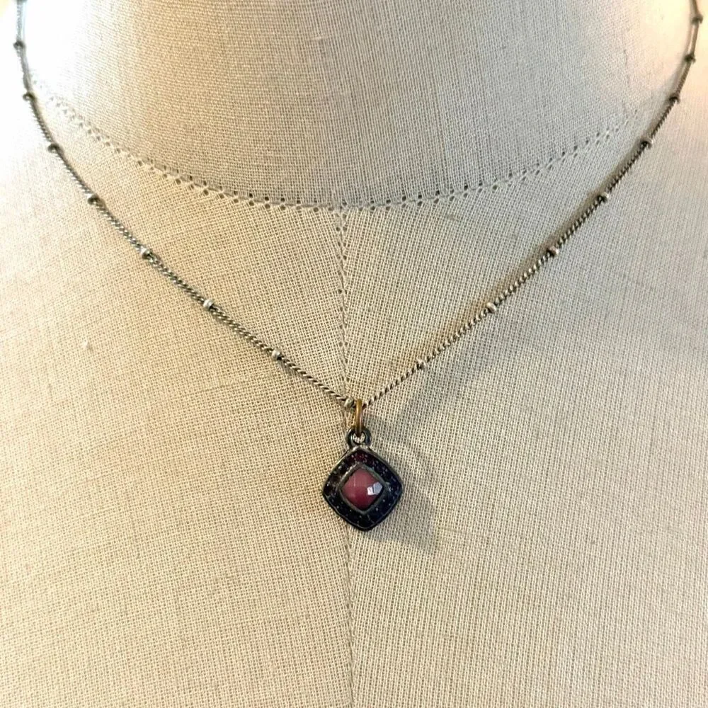 Baked Beads Faceted Pink  Pendant Necklace